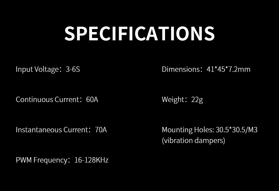 T-Motor T-Motor P60A V2 3-6S Dshot2400 4-in-1 BLHeli_32 128K ESC - 30.5x30.5