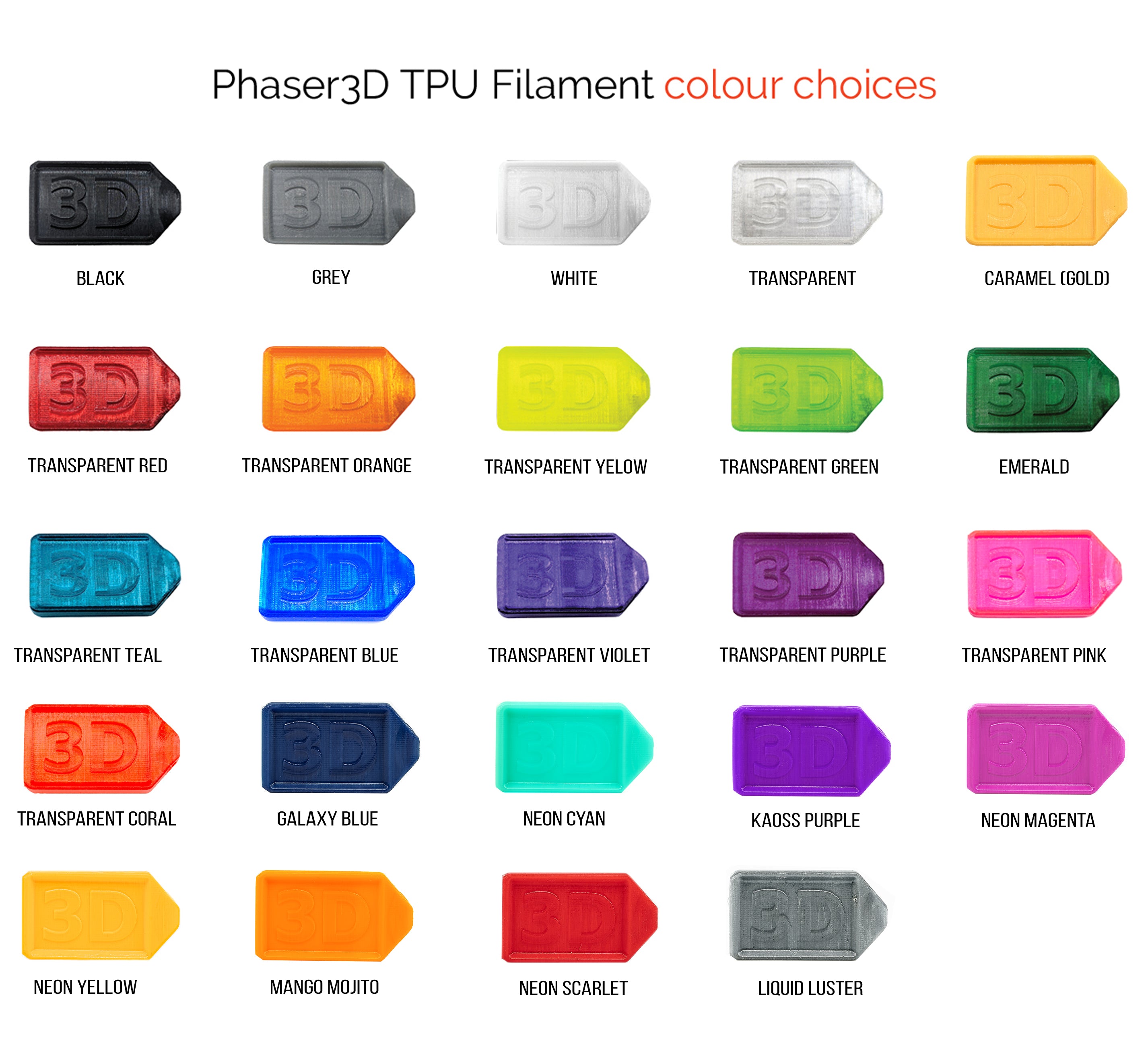 Phaser3D TPU 95 Filament 1kg 1.75mm