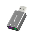mbeat Elite USB to 3.5mm Audio and Microphone Adapter - Add Headphone Audio Jack to USB-A Computers, Laptops, Notebooks - Space Grey [PC]