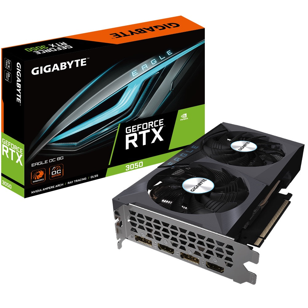 Gigabyte nVidia GeForce RTX 3050 EAGLE OC 8G Video Card, 1792 MHz Core Clock, GDDR6, PCI-E 4.0, 2x DisplayPort 1.4a, 2x HDMI 2.1 [PC]