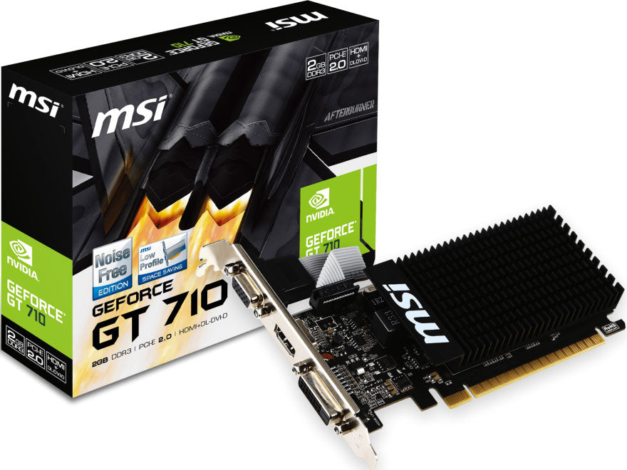 MSI nVidia Geforce GT 710 2GB LP Low Profile VGA CARD GDDR3 2560x1600 1xHDMI 1xDVI PCIE2.0x16 954 MHz Core [PC]