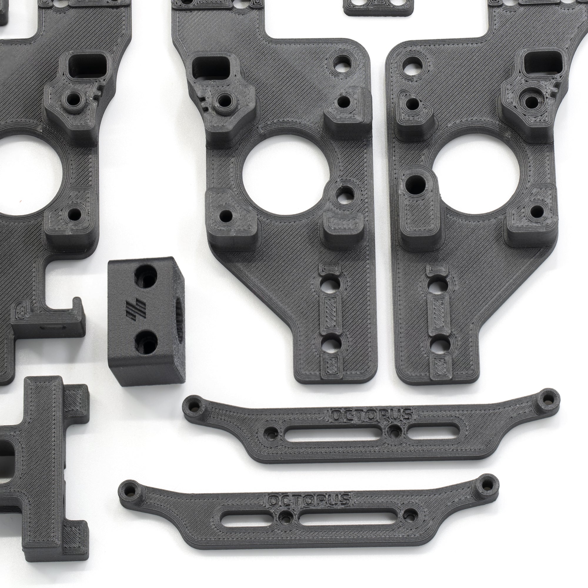 Voron 2.4 R1 Functional Parts Set Printed in Prusament Polycarbonate Carbon Fibre with Fire Engine Red Accents