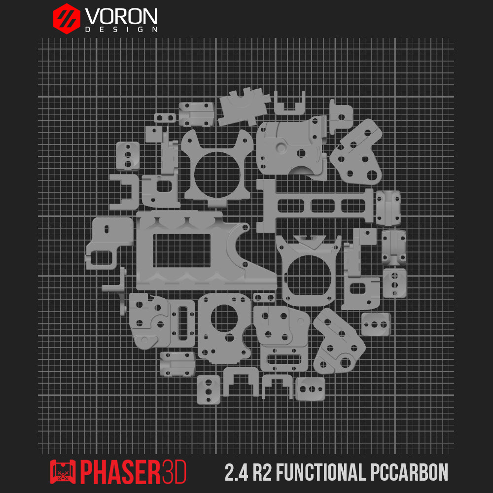 Voron 2.4 R2 Functional Parts Set Printed in Polycarbonate Carbon Fibre