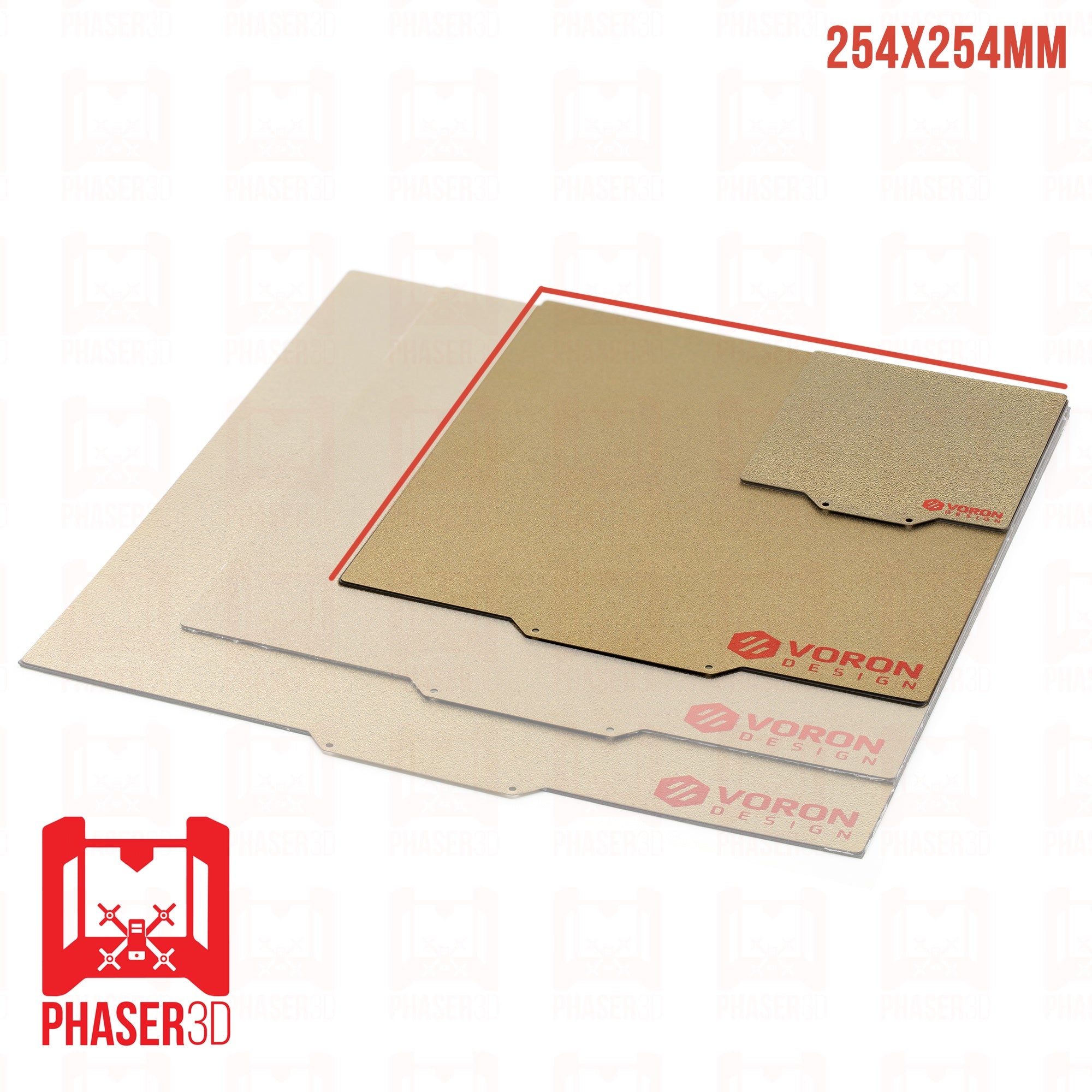 Energetic 254x254mm SINGLE SIDED Textured Gold Spring Steel Sheet (Suits Voron 250mm)