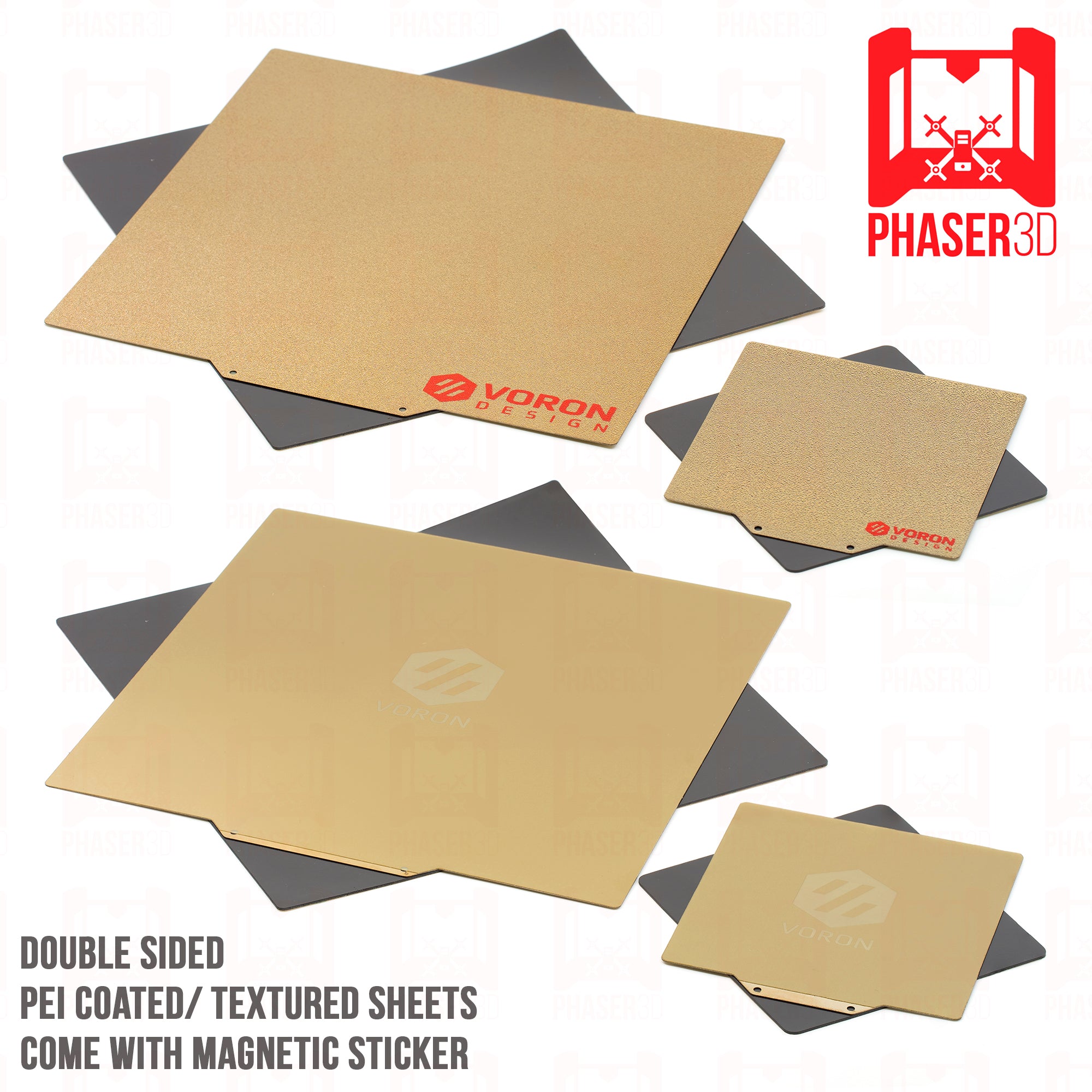 Energetic 355x355mm SINGLE SIDED Textured Gold Spring Steel Sheet (Suits Voron 350mm)