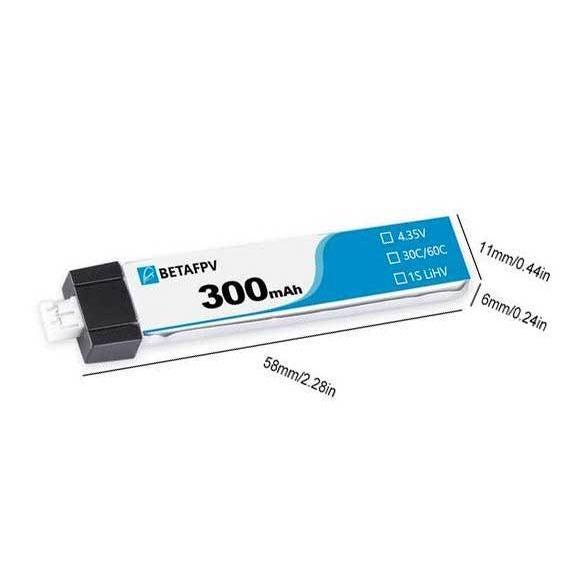 BetaFPV 300mAh 1S 30C PH2 HV Lipo Battery (1pc)
