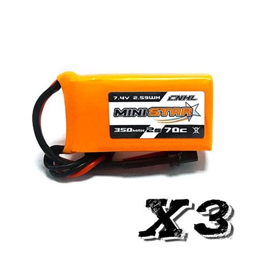 Chinahobbyline CNHL Ministar 350MAH 7.4V 2S 70C Lipo Battery Fat Wide(3 Pack) [DG]