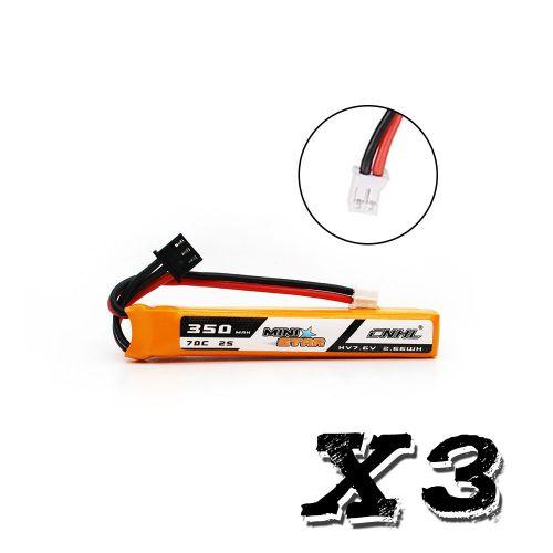Chinahobbyline CNHL Ministar 350MAH 7.6V 2S 70C HV Lipo Battery Skinny Long (3 Pack) [DG]