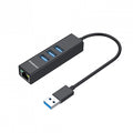 Simplecom CHN420 Black Aluminium 3 Port SuperSpeed USB HUB with Gigabit Ethernet Adapter [PC]