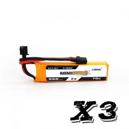 Chinahobbyline CNHL Ministar 550MAH 7.6V 2S 70C HV Lipo Battery (3 Pack) (XT30 Connector) [DG]