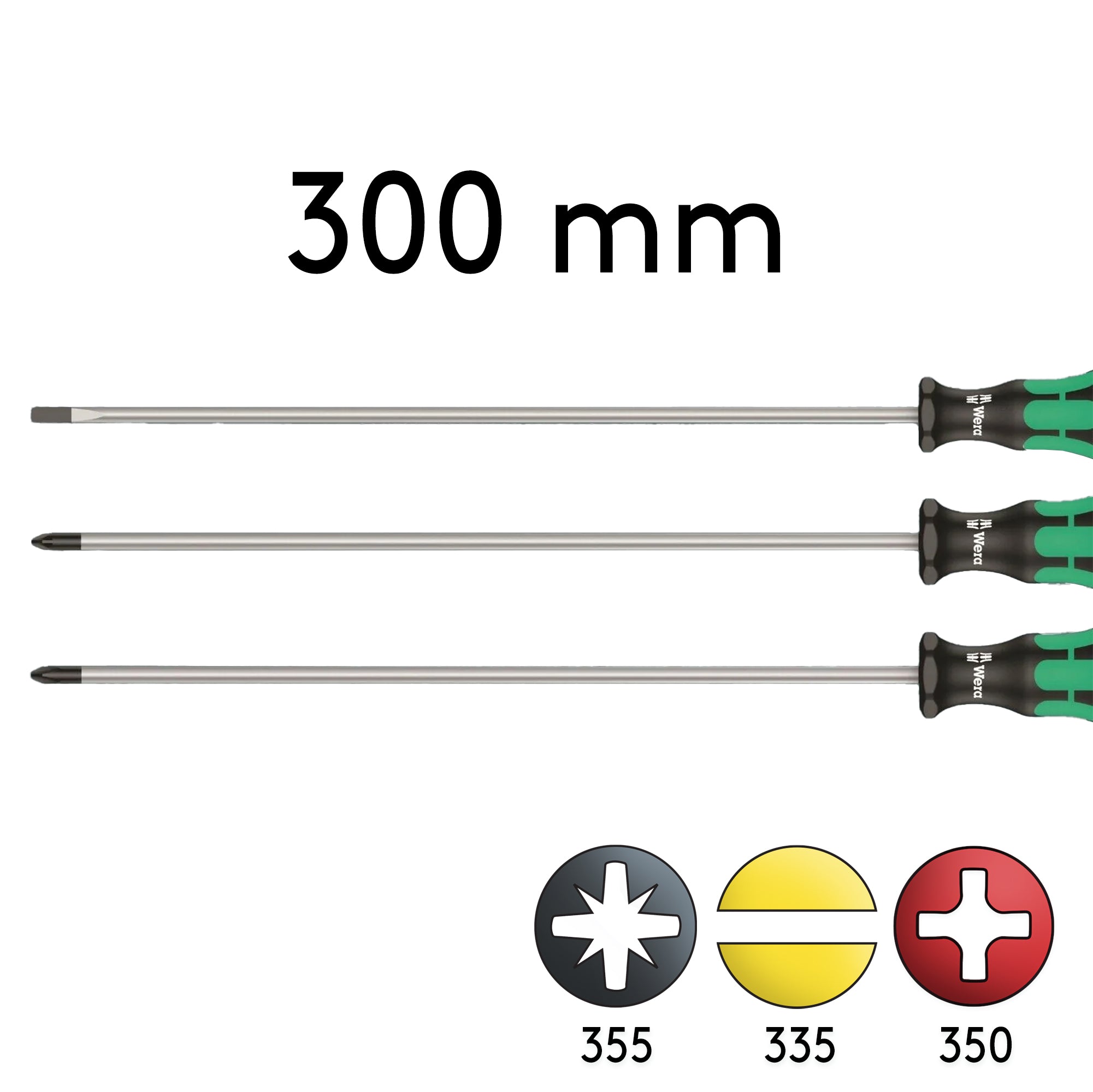 Wera 335/350/355 PH/PZ/Flat Combo Screwdriver Set (Extra Long 3 Pieces) 05347735002