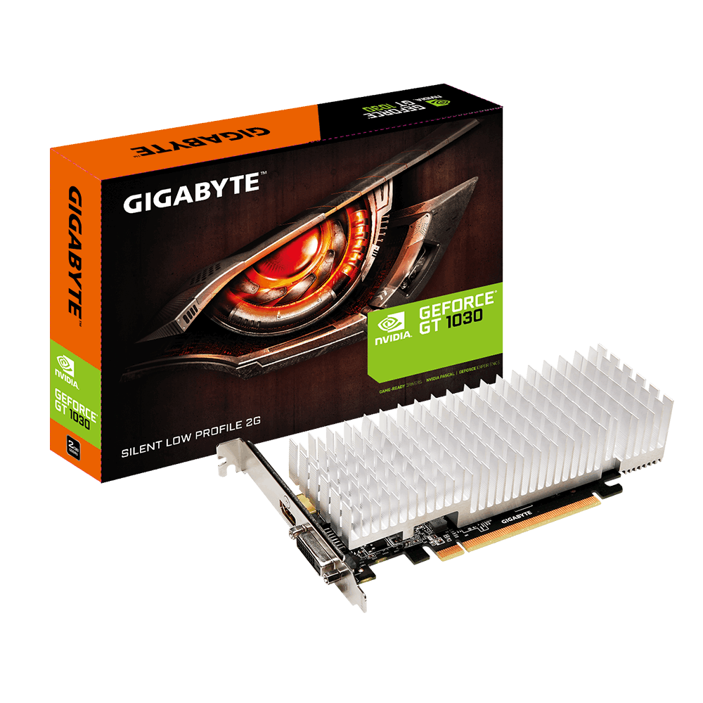 Gigabyte GV-N1030SL-2GL, nVidia GeForce GT 1030 Silent 2GB PCIe Video Card 4K @ 60Hz HDMI DVI 2x Displays Single Slot Low Profile 1252/1227 MHz, 3 Year [PC]