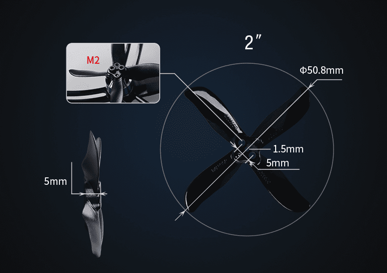 Dal Prop Cyclone Quad Blade Q2035C 2 Inch Propellers 2 Pack (8 Pieces) - Phaser FPV