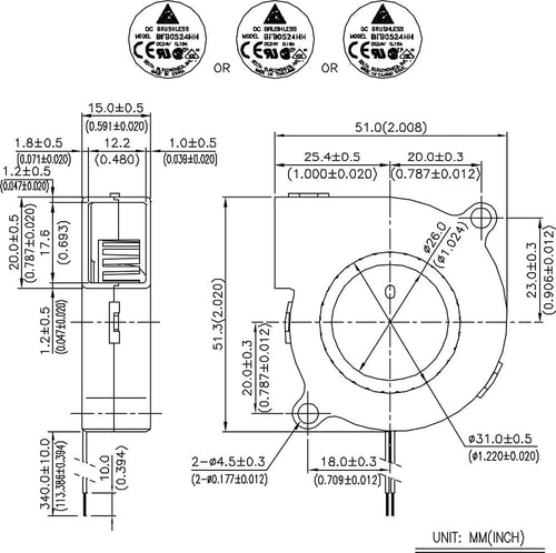 Delta BFB0524HH Clone 24v 5015 Side Blower Fan