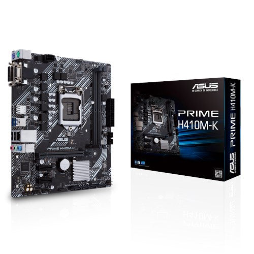 ASUS PRIME H410M-K mATX Motherboard 10th Gen LGA1200 DDR4 2933MHz DVI D-Sub 2xPCIe 4xSATA [PC]