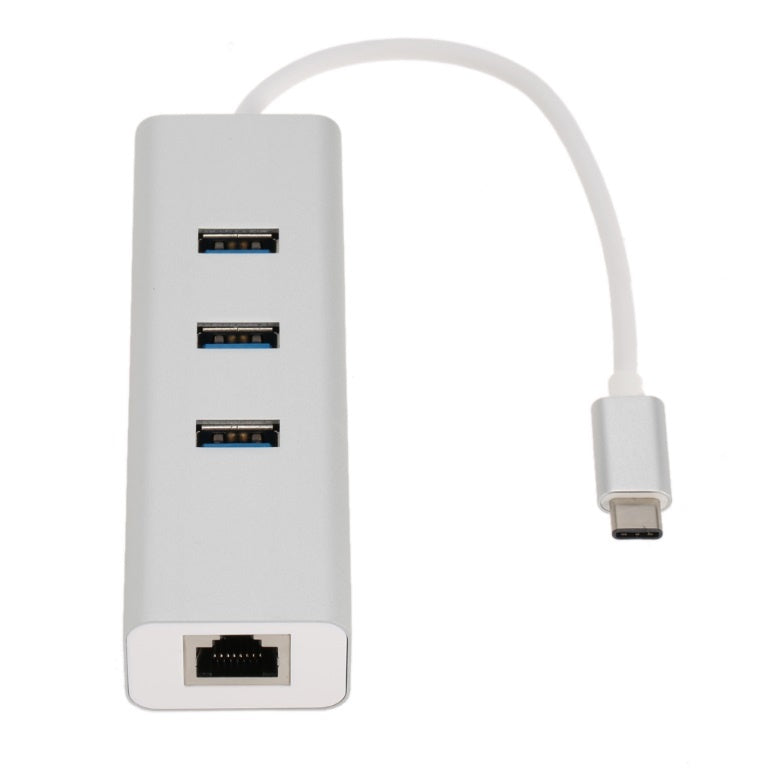 Astrotek USB-C Type-C to LAN + 3 Ports USB3.0 Hub Gigabit RJ45 Ethernet Network Adapter Converter Cable 15cm for Apple New Macbook/ChromeBook Pixel [PC]