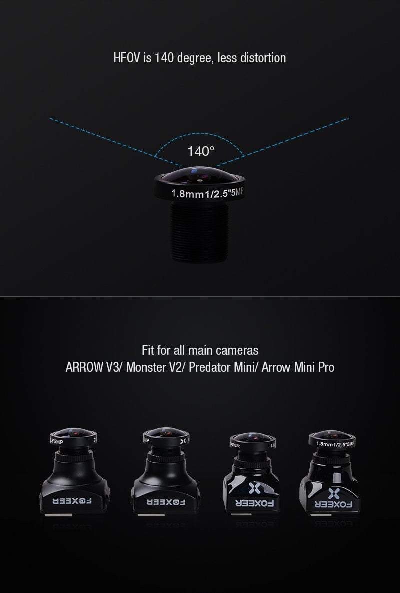 Foxeer MTV Mount 1.8mm Wide Angle Lens CL1189 - Phaser FPV