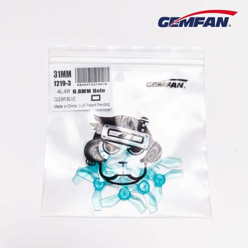 Gemfan 1219-3 31mm 3 Blade (0.8mm shaft)(8Pcs) Durable Tiny Whoop Props Clear Blue