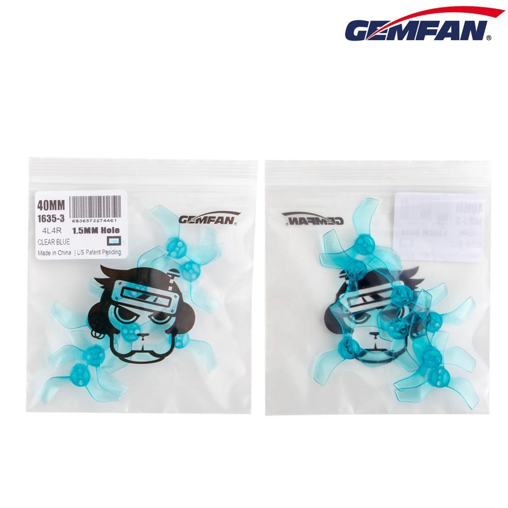Gemfan 1635-3  40mm 3 Blade (1.5mm shaft) (8Pcs) Durable Tiny Whoop Props Clear Blue
