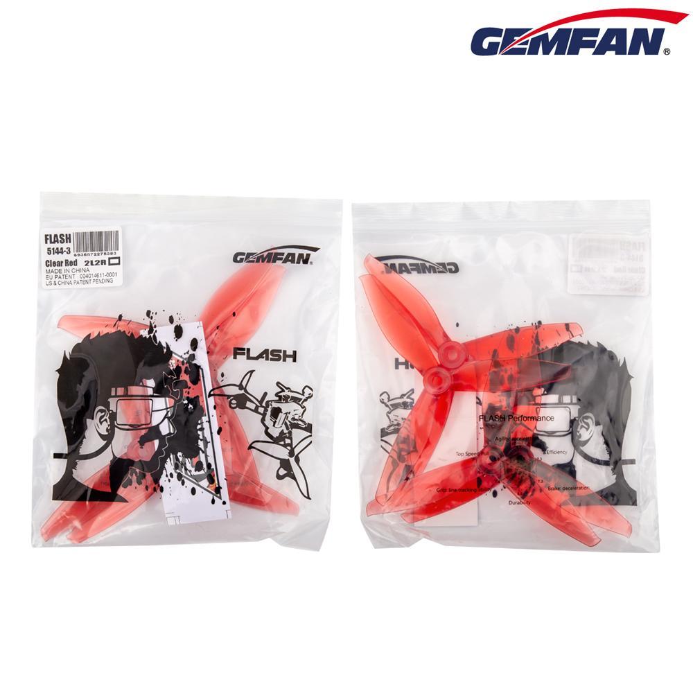 Gemfan Flash Durable Tri Blade 5144 Propellers CW/CCW 1 Pack (4 Pieces) Clear Red