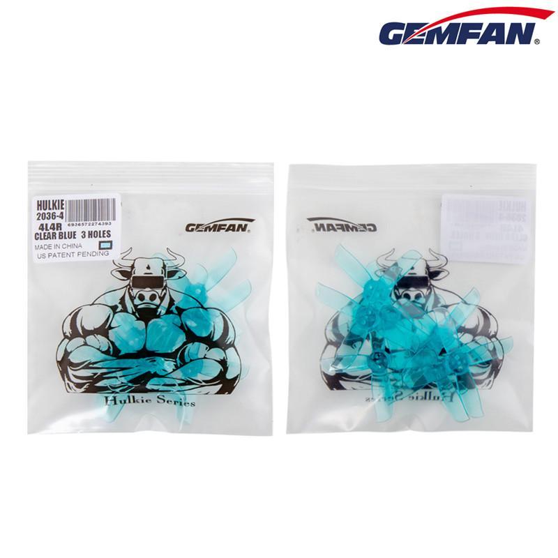Gemfan Hulkie Durable Four Blade 2036 3 Hole Propellers CW/CCW 1 Pack (8 Pieces) Clear