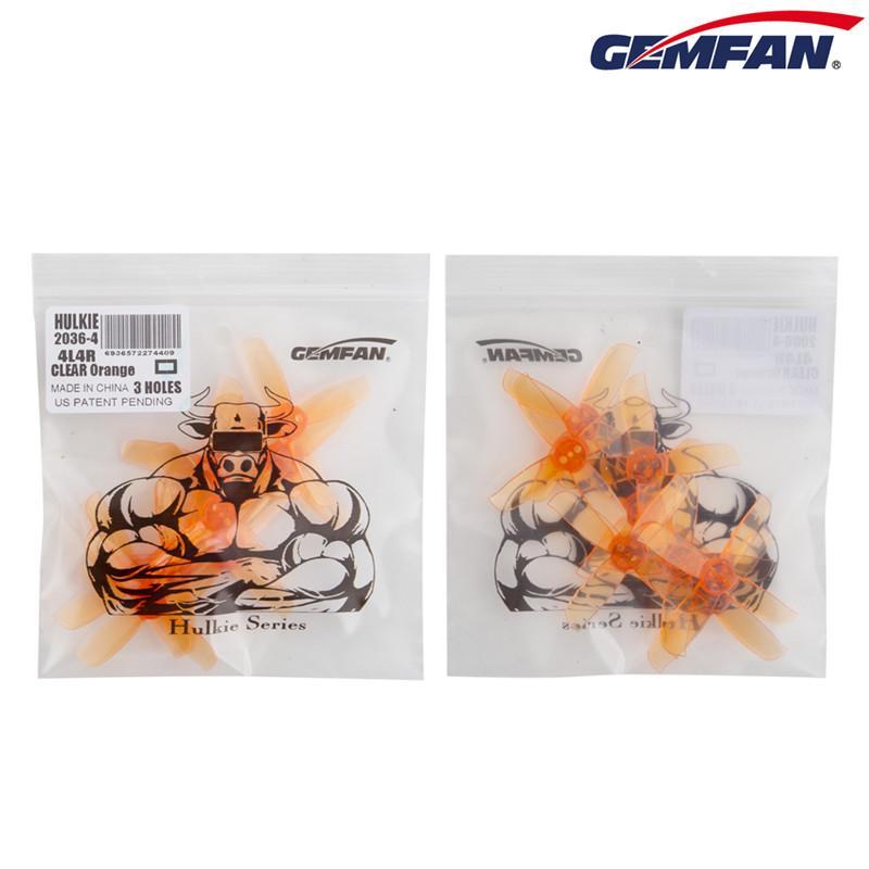 Gemfan Hulkie Durable Four Blade 2036 3 Hole Propellers CW/CCW 1 Pack (8 Pieces) Clear