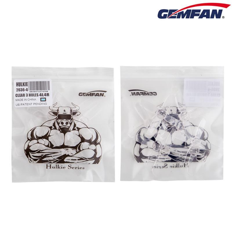 Gemfan Hulkie Durable Four Blade 2036 3 Hole Propellers CW/CCW 1 Pack (8 Pieces) Clear