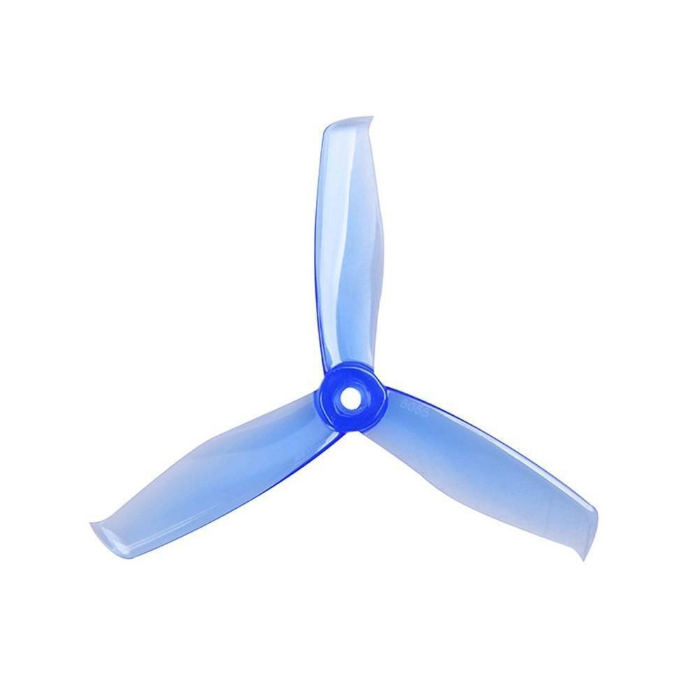 Gemfan Hulkie Durable Tri Blade 5055S Propellers CW/CCW 1 Pack (4 Pieces) Clear Blue