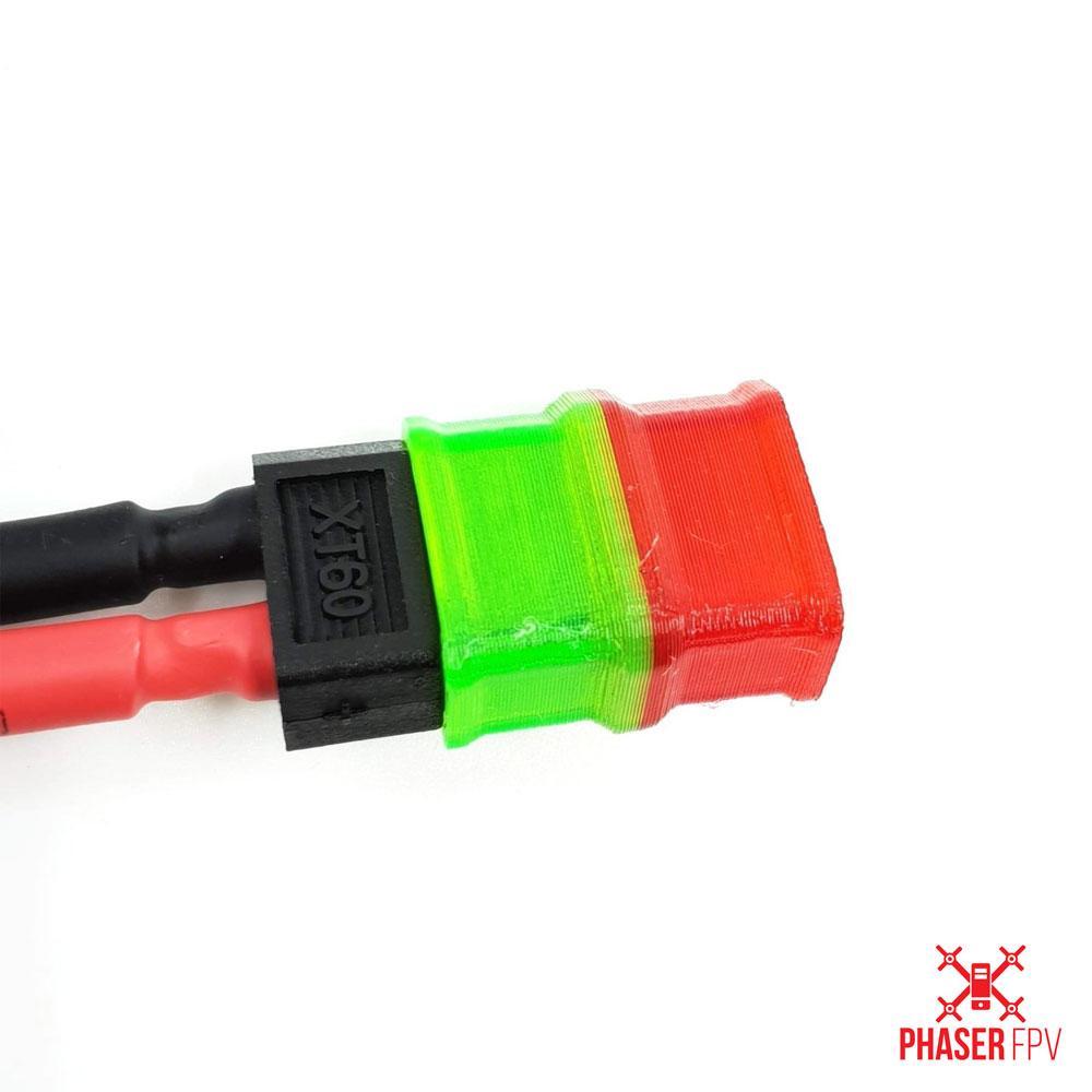 Phaser3D XT60 Dual Colour Cap Protector Printed in TPU Red/Green
