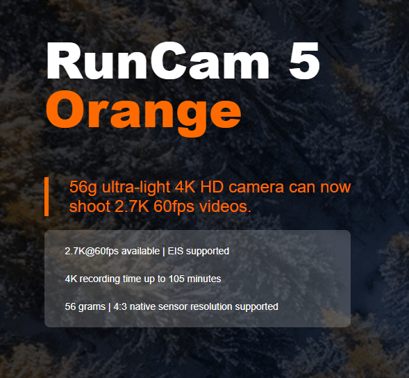 Runcam 5 ORANGE 4k Box Camera RUNCAM5-OR