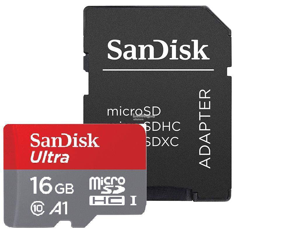 SanDisk 16GB Ultra microSDHC A1 UHS-I/U1 Class 10 Memory Card with