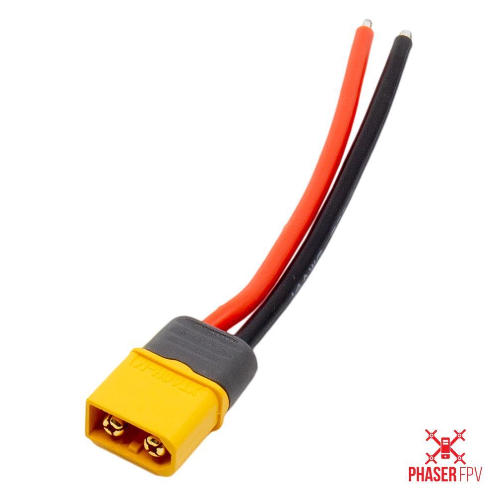 XT60 Male Plug 14AWG 10cm avec fil - Spécialiste FPV et drones